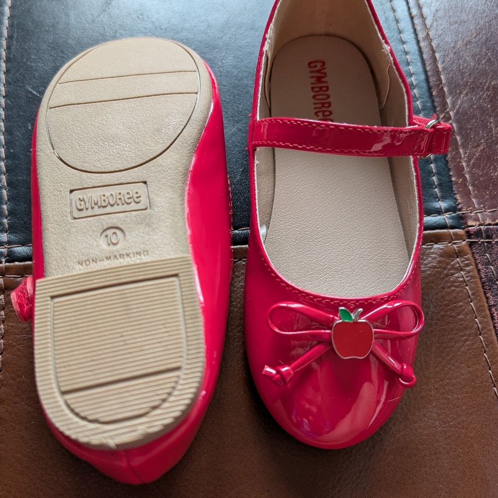 Gymboree Bright Pink Mary Jane Shoes with Apple Accent